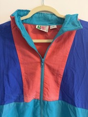 Vintage 90s Bold Spirit Colorblock Nylon Windbreaker Jacket Size medium Retro