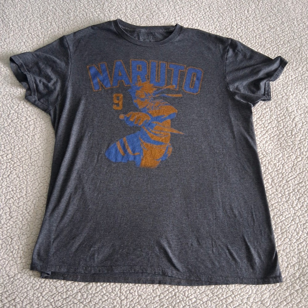 Naruto Mens Graphic T-shirt Size Large Shippuden Collection #9 Grey 2007 L