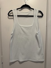 Manfinity Men’s Small White Waffle Knit Square Neck Tank Top Casual Minimalist