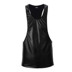 Men Undershirts Faux Leather Tank Tops Vest Sexy Muscle Sleeveless Club T-shirts