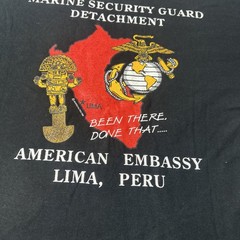 VTG 90s Lima Peru Marines T Shirt SZ XL Grunge Single Stitch Black