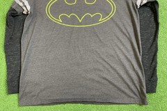 Batman T Shirt Mens Large DC Comics Superhero Raglan LongSleeve Bat Signal Y2K