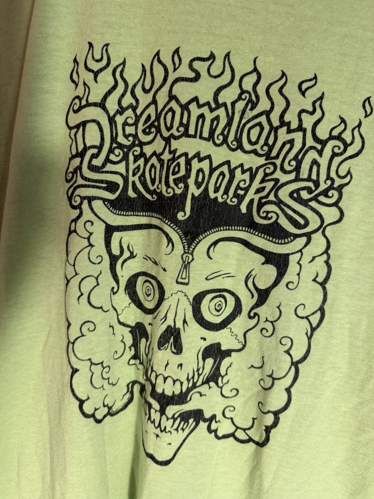 Dreamland Skate Parks, Burnside Hi Vis Yellow Green Medium T-Shirt, Radical Man!