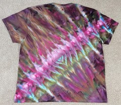 Handmade Ice Tie Dye T-Shirt 2XL Mens Womens Soft Cotton Green Plum Rolled