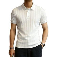 Business Casual Men’s Short Sleeve Ribbed Knit Button Up Shirt with Lapel