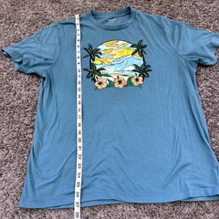 Old Navy Mens Large Teal Blue Tropical Beach Surf Graphic Soft Washed T-Shirt