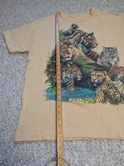 Vintage Big Wild Cats Shirt Mens Large Tan Single Stitch USA Made Tiger Lion
