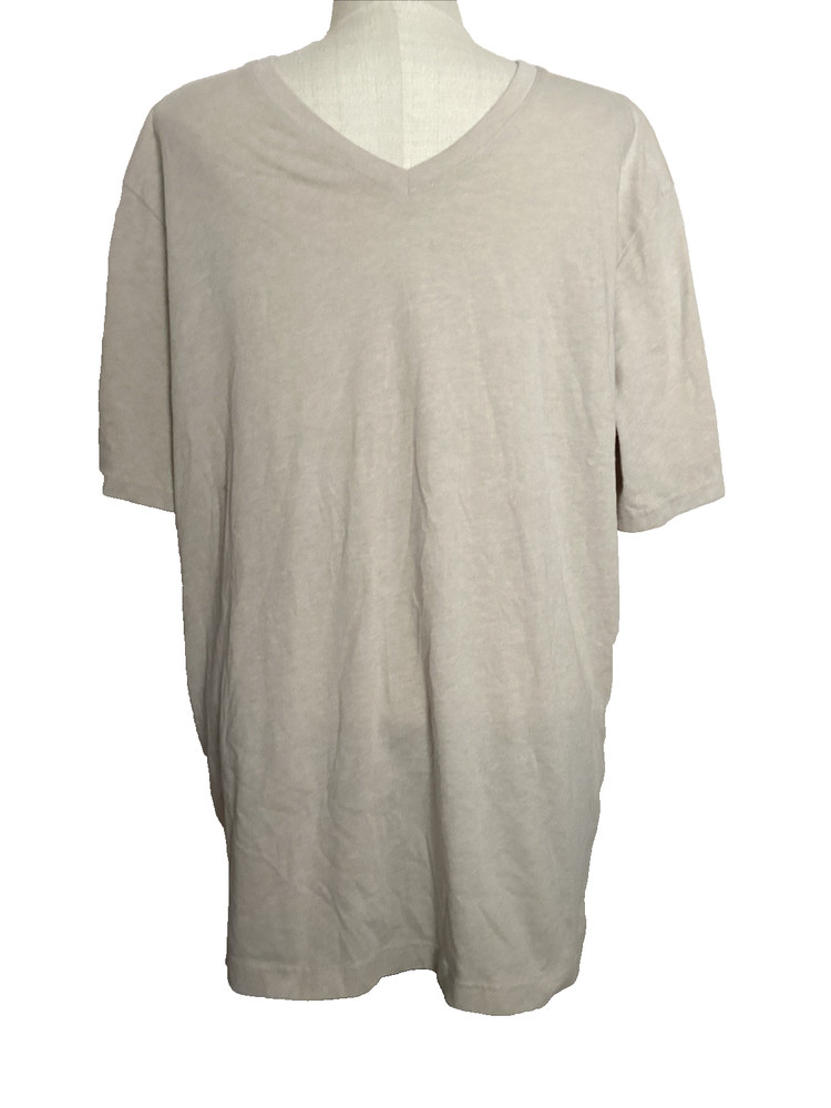 BANANA REPUBLIC ECO PREMIUM WASH Beige Short Sleeve V-Neck T-Shirt Sz XL TALL