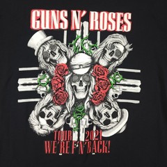 Guns N Roses T Shirt Mens L Black Cotton 2021 Tour Graphic Skull Rock Band Tee