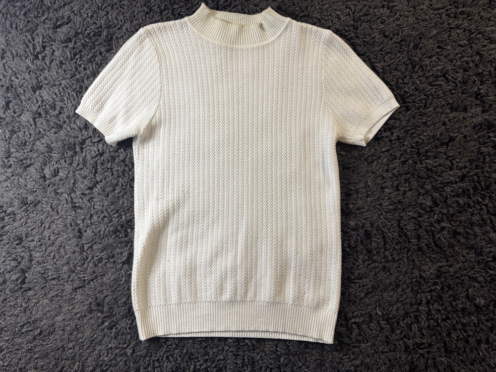 Tailored Mock Neck Knitted Shirt Cream – Size L/XL Asian (S/M American)
