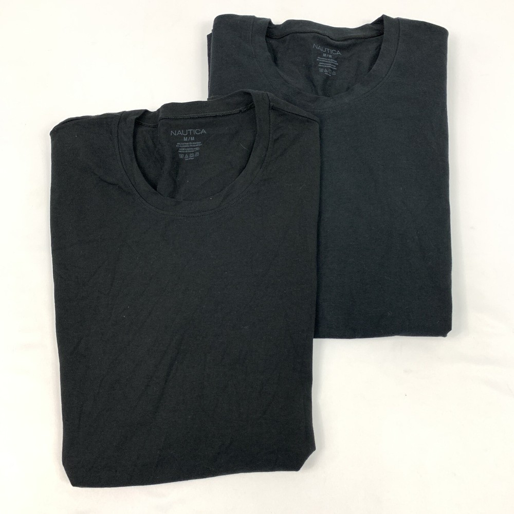 Nautica 2-Pack Men’s 95% Cotton 5% Spandex Crew-Neck T-Shirt Black