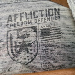 Affliction Freedom Defender Flag Foil T Shirt Sz XL Grey Red Blue Patriotic