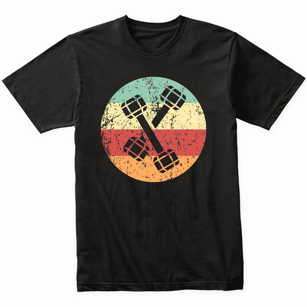 Dumbbell Weights Icon Retro Fitness Weightlifting T-Shirt – Retro Colors