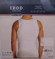 3 GENUINE IZOD MENS 2XL 3XL 4XL COTTON BLEND WHITE TANK TOP SHIRTS UNDERSHIRTS