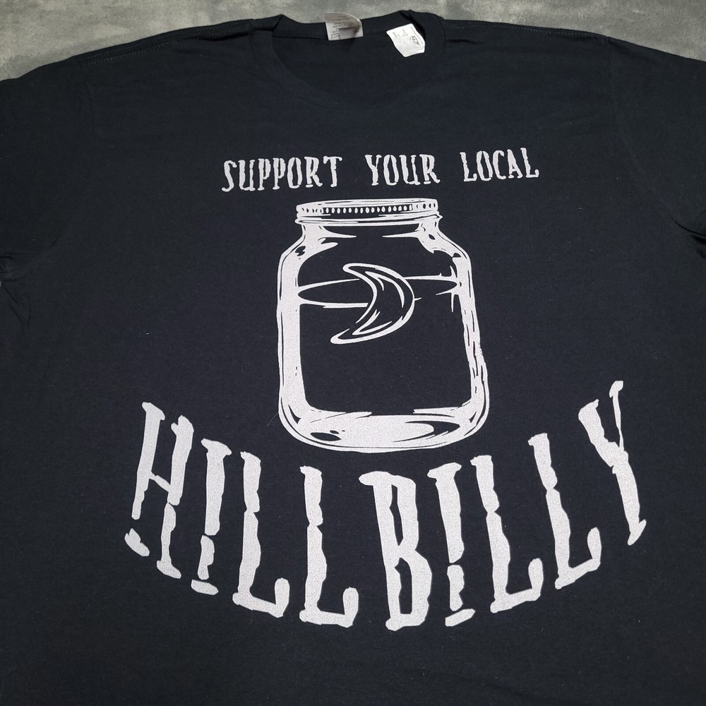 Support Your Local Hillbilly Moonshiner Funny Moonshine Medium Black Shirt New