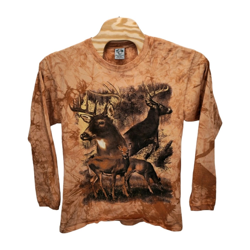 Back to Earth Deer Shirt Large Long Sleeve Tie Dye Buck Hunting Nature Wildlife