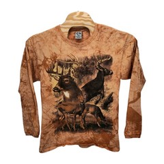 Back to Earth Deer Shirt Large Long Sleeve Tie Dye Buck Hunting Nature Wildlife