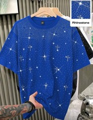 New Men Women Luxury Diamond Crosses Stars Rhinestones Fashion T-Shirt 7 Colors