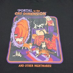 Steven Rhodes Shirt Mens Large Black Portal Cat Dimension Funny Novelty Humor