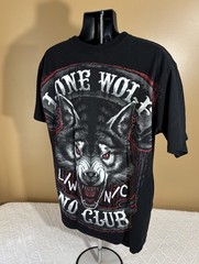 Hot Leathers Lone Wolf No Club Biker 2 Sided Shirt Men’s Size L