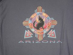 Vintage Arizona Shirt Mens Large L Blue Wolf Coyote Southwest Native Casual 90s