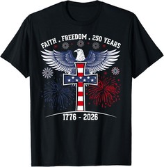 Vintage Faith Freedom 250 Years 1776-2026 Independence USA T-Shirt