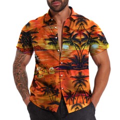 Mens Hawaiian Shirts Short Sleeve Casual Button Down Tropical Beach Cruise Shirt