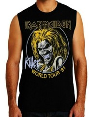 IRON MAIDEN WORLD TOUR 81 PUNK ROCK Band Black Muscle Shirt