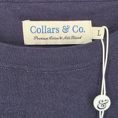 Collars & Co Cotton Silk T-Shirt Men’s Large Navy Blue Luxury Touch Minimalist