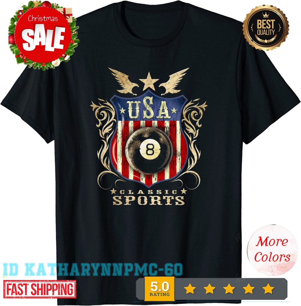 2025/NEW LIMITED Classic vintage Pool American Flag Table Tee Billiard T-Shirt.