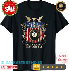 2025/NEW LIMITED Classic vintage Pool American Flag Table Tee Billiard T-Shirt.