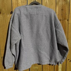 Mens Long Sleeve Henley Shirt Large Grey Textured Knit Heavy Warm Utility
