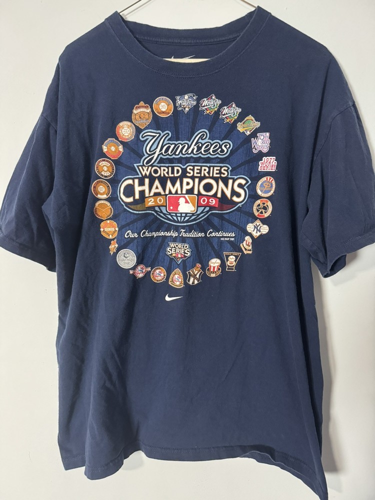 VTG New York Yankees Nike T-Shirt Mens L Blue Baseball Outdoor Sports Loose