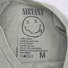 Nirvana Smiley Face T Shirt Green Pink Grunge Rock Band Merch Size M Casual Y2K