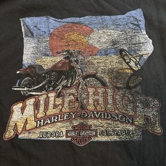 Harley Davidson Shirt Mens XL Black Faded Aurora Colorado 2009 Mile High