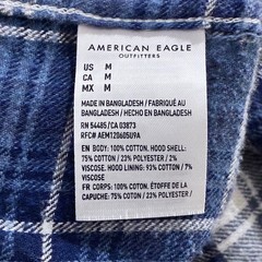 AMERICAN EAGLE Men’s Flannel Shirt Blue Gray Plaid Long Sleeve Super Soft Medium