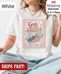 Striped 4th of July Shirt, God Bless America Shirt, Patriotic July 4th Tee, Retr