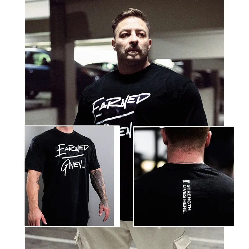 Men’s Oversized Graphic Printed T-shirt Gym Training Workout Summer Streetwear