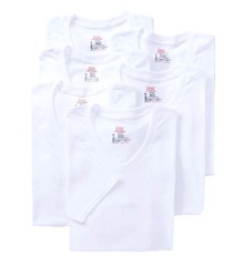 Hanes 7880W6 Premium Cotton White V-Neck T-Shirts – 6 Pack (White S)