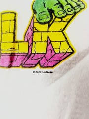 Vintage Marvel Hulk Men’s L White/Green Ringer Graphic Tee Crew Neck