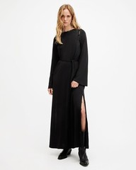 All Saints Womens Removable Sleeve Maxi Dress Viscose Long Sleeve / Sleeveless