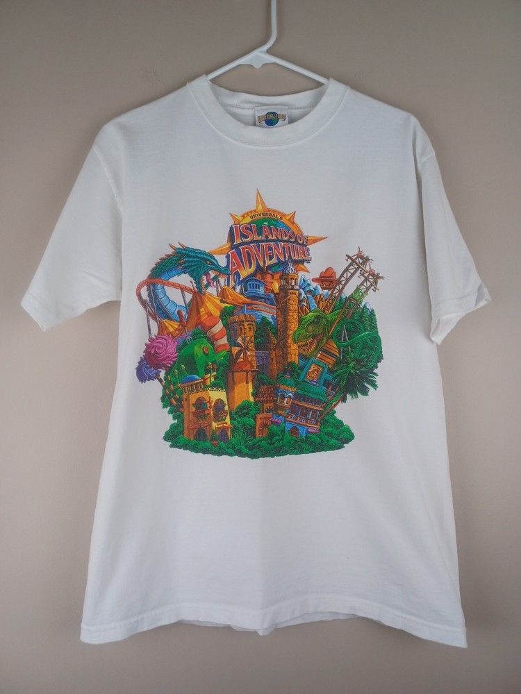 Vintage Y2K Universal Studios Islands Of Adventure Rides Shirt Adult Medium Rare