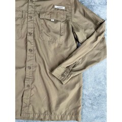 Habit Men’s L Performance Fishing Shirt Solar Factor Long Sleeve Tan Excellent