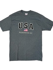 USA Washington DC Embroidered Men’s T Shirt Size Large 50/50 Heavyweight Blend