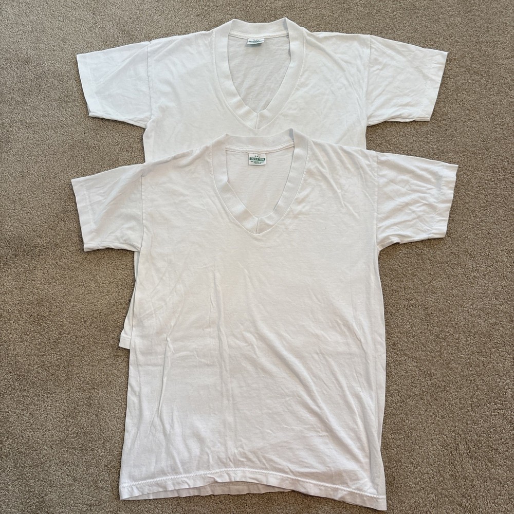 2 Vintage 80s Savile Row Under Shirt Blank White Mens Sz M 38-40 Combed Cotton