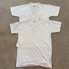2 Vintage 80s Savile Row Under Shirt Blank White Mens Sz M 38-40 Combed Cotton
