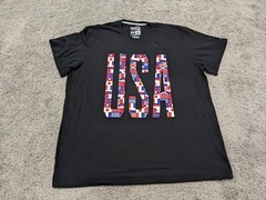 Adidas T Shirt Mens 2X USA Tee Black Red White Blue Patriotic Flag Climalite