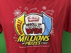 TIM HORTONS Cafe & Bake Shop T-Shirt Medium Red Employee Work Uniform 2014