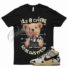 Black CRIME T Shirt for N Dunk High 1985 Black Acid Wash Yellowed Aged White