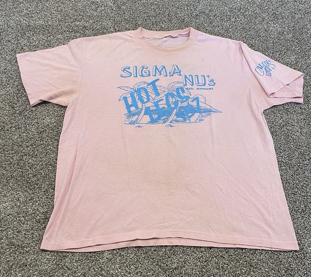 Vintage 80s College Rush Shirt Sigma Nu’s 4th Annual Hot Legs 87’